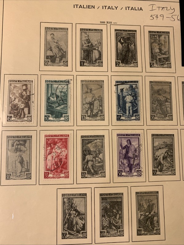 1950 Set Of 5 Italy Stamps, Light Cancelled, Hinged.