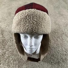 Buffalo Plaid Hat Trapper Strap Back Mens One Size Red Sherpa Ear Flap