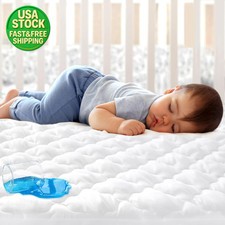 Waterproof Crib Mattress Protector Fitted Quilted Toddler Mattress Pad Cover