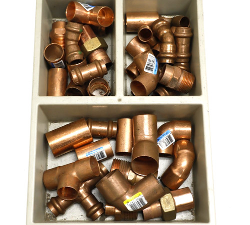 Lot of 30 Copper Elbows Tees Adapters Mixed Plumbing Fittings "READ"
