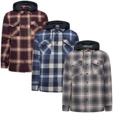 New Mens Wrangler Hooded Overshirt Shirt Jacket Long Sleeve Button Up Shacket