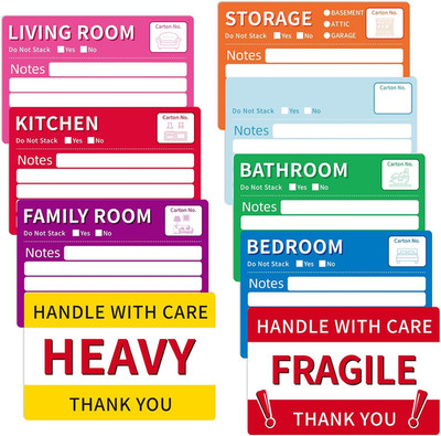 WSICSE 160 Pcs 6 x 4 inch Moving Labels for Boxes, Large 7 Color Coded Moving St