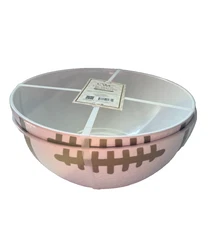 NWT Serving Bowls Melamine Set Of 2 Football White Snacks CWC New 10x10x4