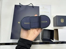 Harry Winston Genuine Ring case Jewelry Navy Leather empty case Gift Box