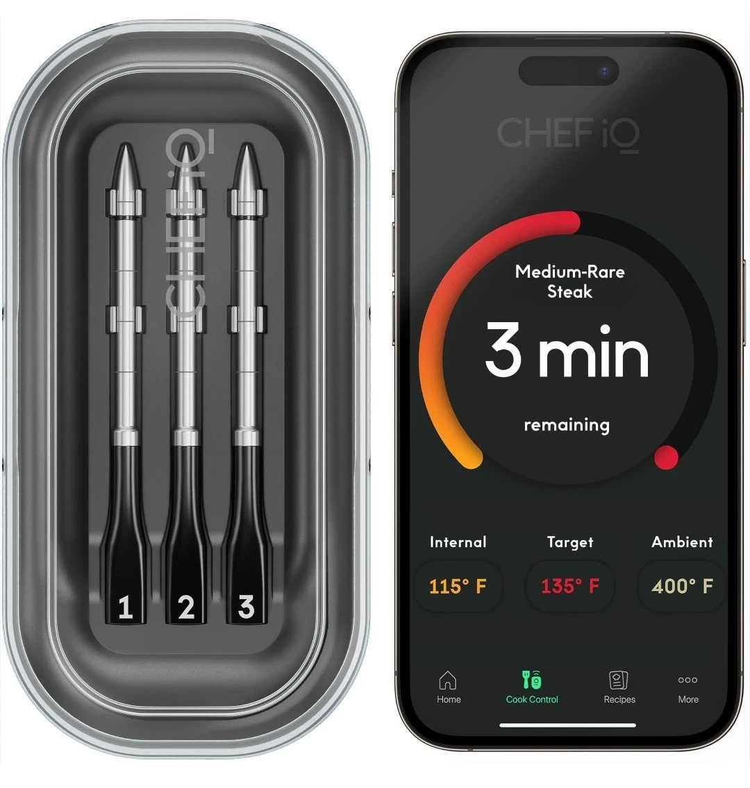 Chef IQ Sense Smart Wireless Meat Thermometer 3 Ultra-Thin Probes
