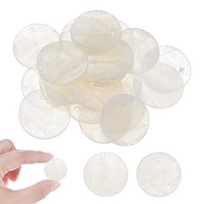 20Pcs Round Capiz Sea Shells, 25mm Shell Pieces for Wind Chimes White 