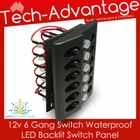 12V 24V Marine 6 Gang Waterproof LED Boat Switch Panel + Circuit Breakers