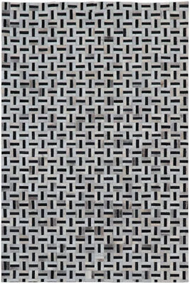 Leder Teppich Fellteppich Tappeto 150x240 cm Rinderfell Handmade  schwarz beige - Bild 1 von 4