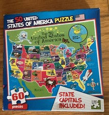 Jigsaw Puzzle The 50 United States of America, Capitals Included 60 Pieces