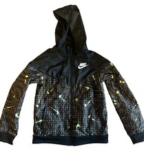 Nike Track Jacket Boys Authentic Sportswear Windrunner Loose Fit Black Green