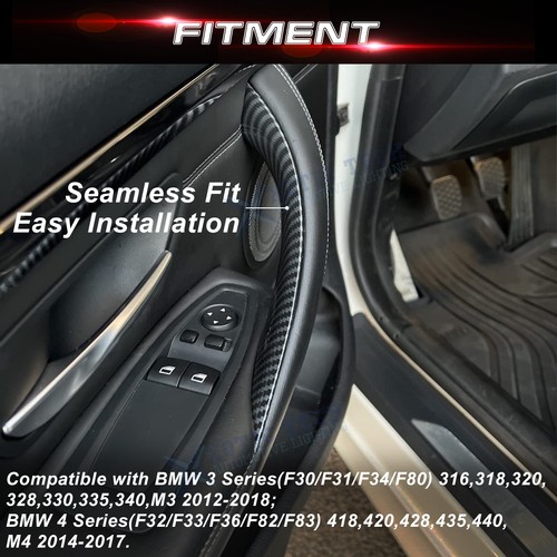 Door Handle Panel Covers Grab Trim For BMW 3 Series 2012-2018 4 Series 2014-2017 - Picture 7 of 16
