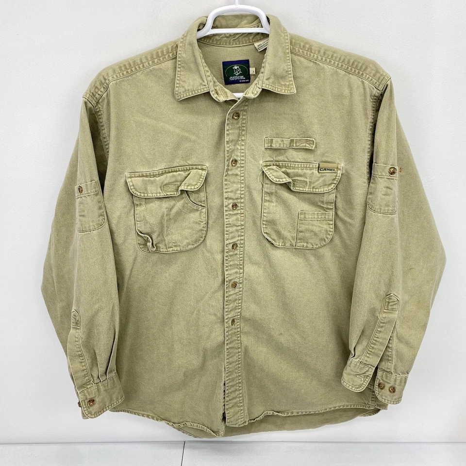 Vintage Camel Shirt Men XL Safari Guide Fishing Canvas Pockets 90's Y2K Gorp - Image 2 of 4