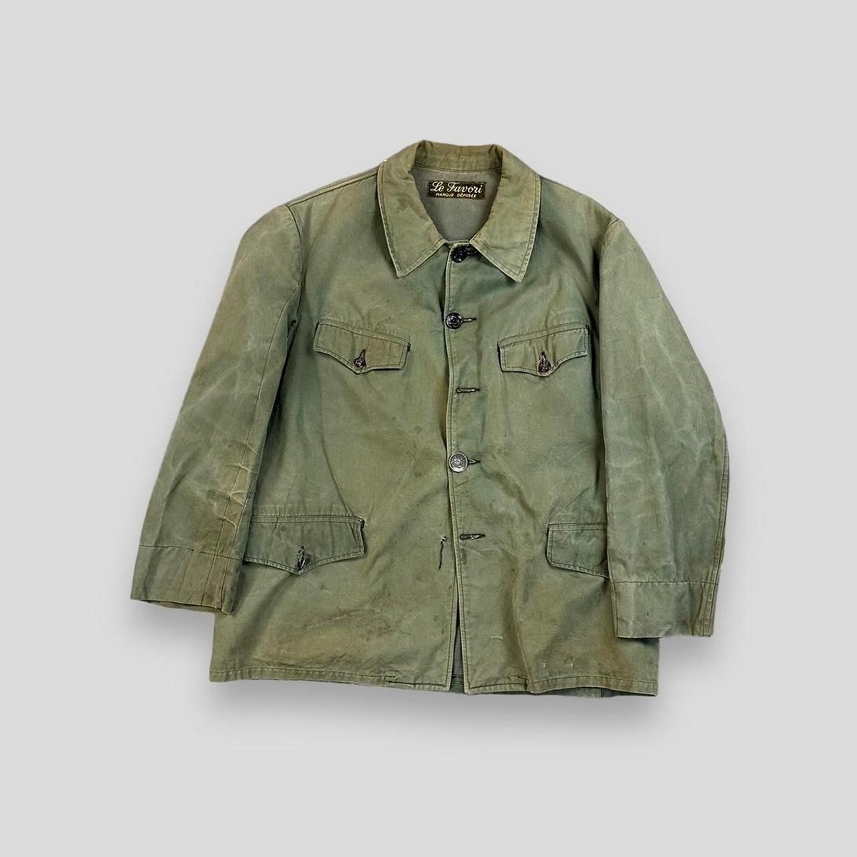 Vintage 30s/40s Le Favori French Canvas Hunting Jacket Khaki Vintage 30s/40s Le Favori French Canvas Hunting Jacket Khaki