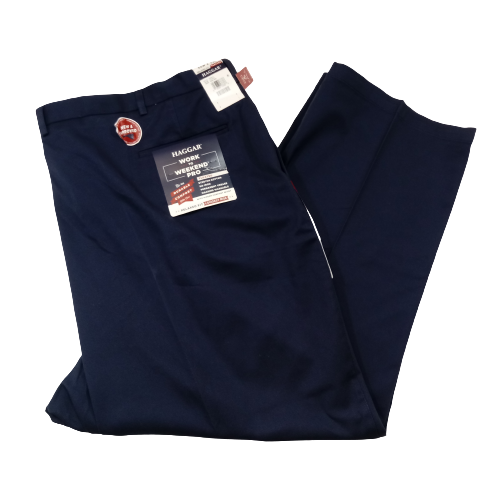 Haggar Men 54x32 Trouser Pant Blue 