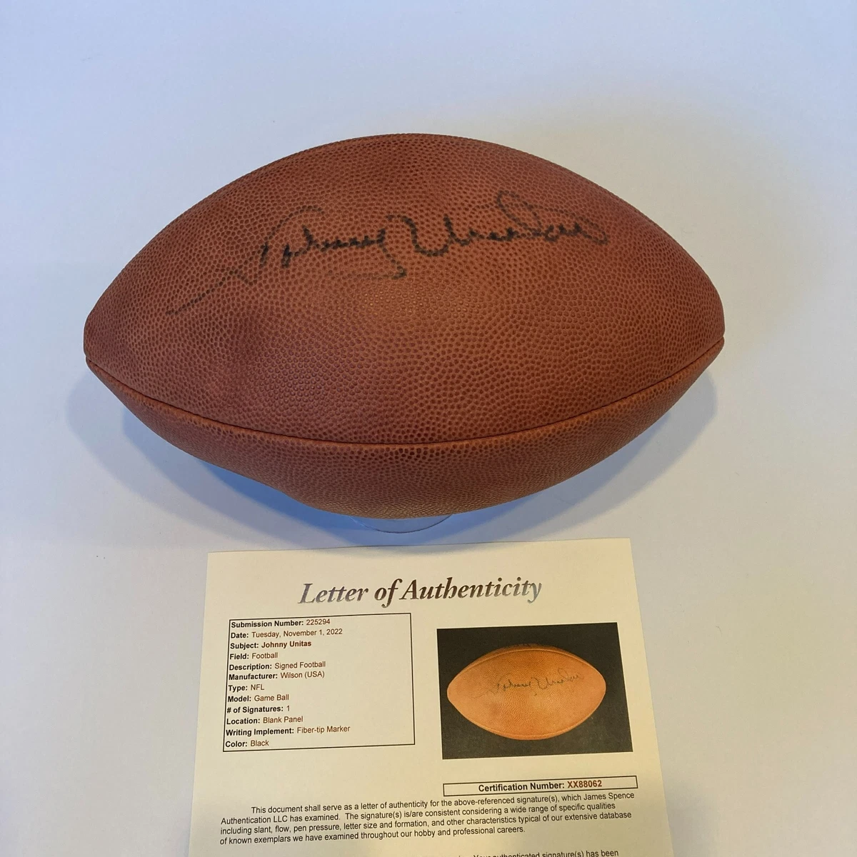 Johnny unitas store autographed football