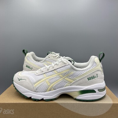 Asics Gel 1090 V2 Sneaker Weiß Grün Grau Wildleder Laufschuhe UK 5 EU 38 NEU