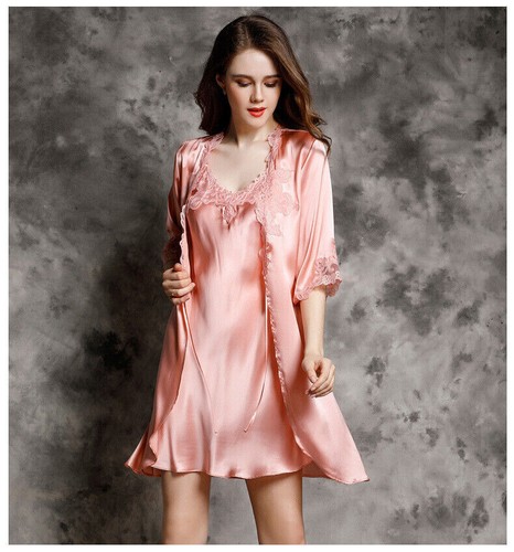 New Women Silk Pajamas Set,2 pieces100% Mulberry Silk Sleepwear Nightwear - Picture 3 of 17
