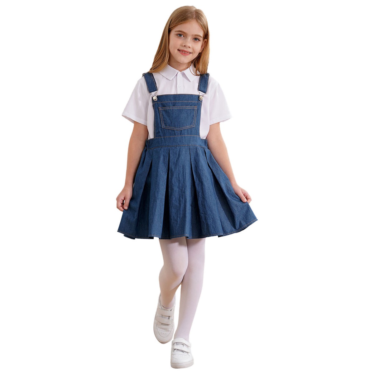 Kids Girls Jumpsuit Sleeveless Dress High Waist Rompers Pinafore