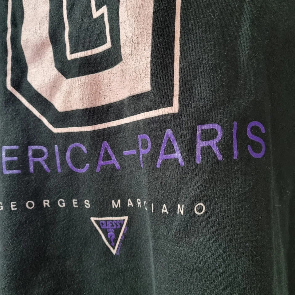Sudadera De Colección Guess America Paris Cuello Redondo 90 Y2k Pullover Gráfico Logo Cuadrado L Foto 4 de 4