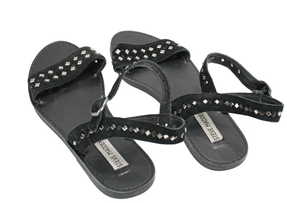 Steve Madden Donddi R Zapatos Mujer Eu 40 Cuero Negro Tobillo Sanda Sandalias - Imagen 4 de 4