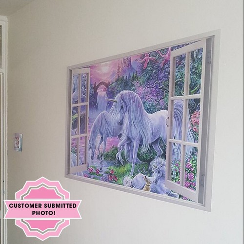 FULL COLOUR Unicorn Wall Art, Sticker, PVC Decal, 3D Window, Modern Transfer - Picture 9 of 9
