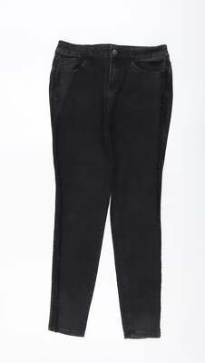 B.YOU Damen schwarz Baumwollmischung Skinny Jeans Größe 10 L28 Seitenstreifen