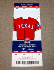 Texas Rangers 6/8/2019 Ticket Stub vs Oakland Adrian Sampson Only Complete  Game