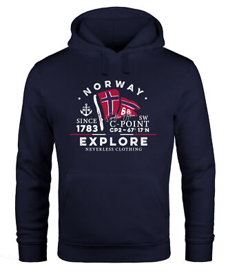 Hoodie Herren Norway Explore norwegische Flagge Norwegen Kapuzen-Pullover