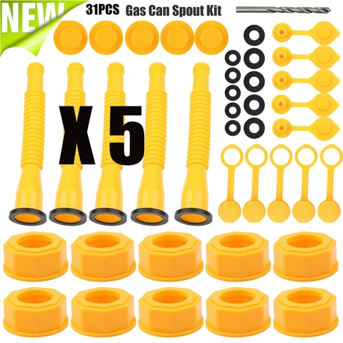 5X Replacement Gas Can Spout Nozzle Vent Kit For Plastic Gas Cans Old Style Caps - Picture 2 of 14