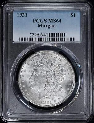 1921-P $1 Morgan Silver Dollar PCGS MS 64 | White Uncirculated UNC BU