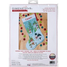 Dimensions Counted Cross Stitch Kit - Snowman Family Stocking - 16" Long New