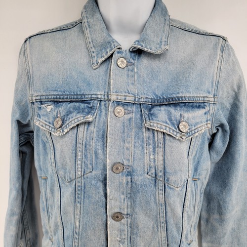 Citizens Of Humanity COH Jean Jacket Womens S Light Stone Wash Denim Distressed - Picture 2 of 8