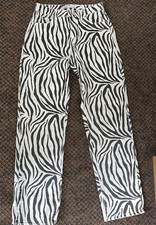 Zara Pants 4 Zebra Print Denim Pants Cotton Buttonfly High Rise Straight B17 