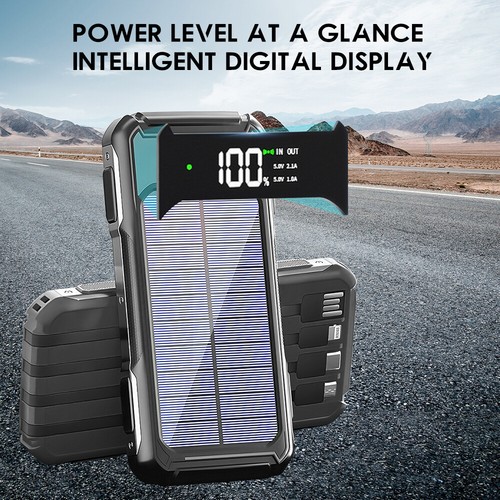 USB C 30000mah Wireless Power Bank Backup Battery, Solar Charger with 4 Cables - Picture 36 of 43