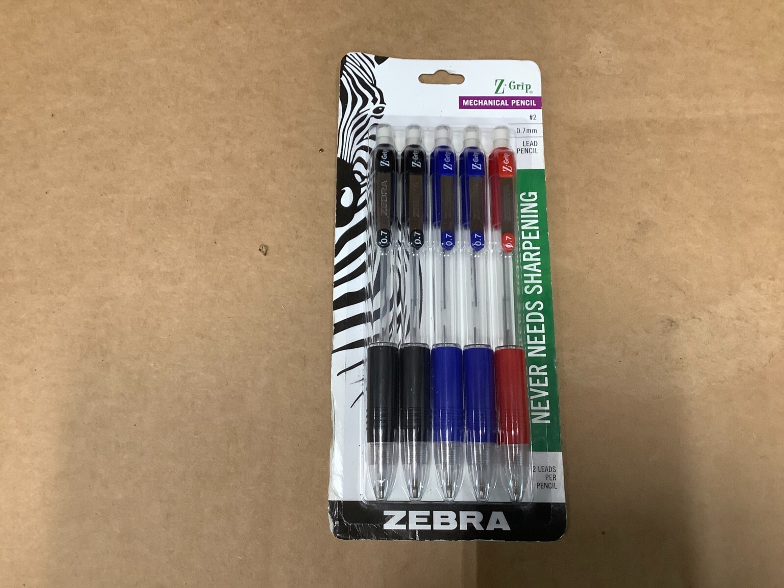 0.7mm Point Size Hb #2 Graphite Assorted Grip 5 Pcs