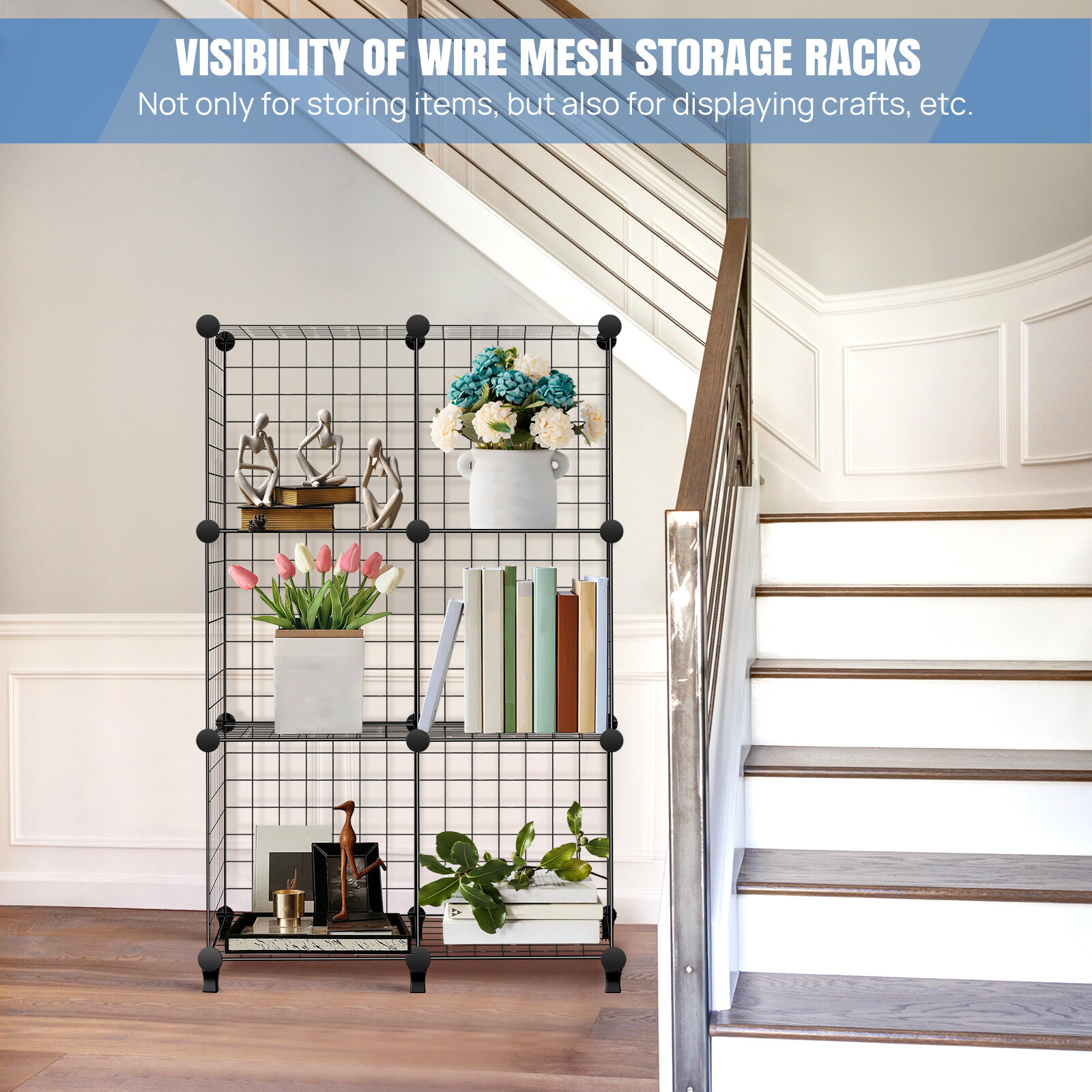 Customize Metal Wire Rack DIY 6 Cube Metal Wire Rack Interlocking Storage Cabinet Organiser ...
