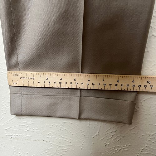 Ralph Ralph Lauren Pants Mens 38x32 Beige 120s & Cashmere Pleated Cuffed - Picture 10 of 17