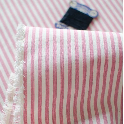 Toile De Coton Vichy Rose Et Blanc - Rayures 4mm - Largeur 140cm - Vente Au Demi-Mètre