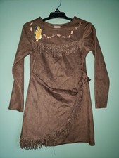 VINTAGE GIRLS DISNEY POCAHONTAS NATIVE AMERICAN BROWN BEADED DRESS COSTUME 8