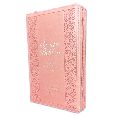 Biblia para Mujer con Cierre Letra Grande 12 puntos RV1960 imit. rosado e indice