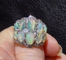 Natural Ethiopian Opal Handmade 925 Sterling Silver Women’s Ring
