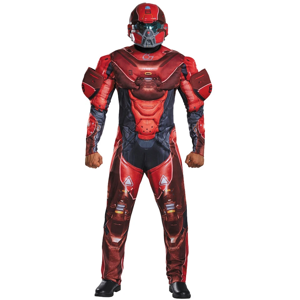 COSTUME HOMME HALO ROUGE SPARTAN LOCKE COSTUME DE LUXE POITRINE MUSCULAIRE COSPLAY ROBE FANTAISIE - Photo 2/3
