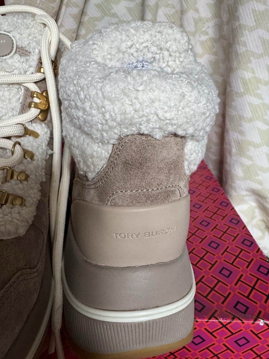 Tory Burch Adventure Lace-Up Hiker Suede/Shearling Ankle