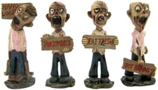  "Gruesome Foursome" Mini Zombie Statues with Signs, Set of 4, 3 3/4 Inch 
