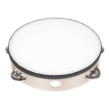 1 Pcs Tambourine Drum 8 Inch Hand Held Tambourine for Adults, Wood Color