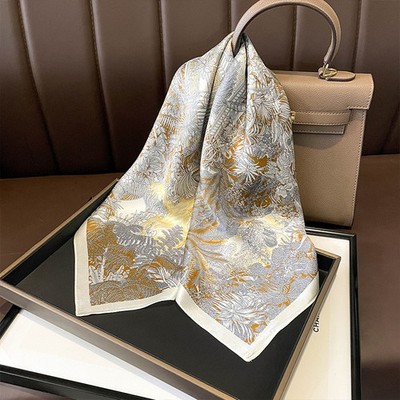 65x65 Floral Silk Scarf 100 Mulberry Silk Square Shawl Women Accessories