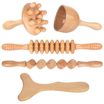 Komogir Wood Therapy Massage Tools 5-in-1 17.3 x 6.3 x 4 Inch, Kit03-5 in 1 