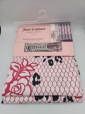NWT JUICY COUTURE SHOWER CURTAIN WIT HOOKS 70 X 72 LOGO Pink black And White