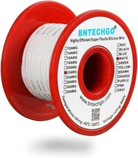 BNTECHGO 22 Gauge Silicone silicone wire 50ft, 22 gauge white 