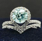 3 Ct Vvs1 Ice Blue Round Cut Moissanite Engagement Ring Sterling Silver Size 7